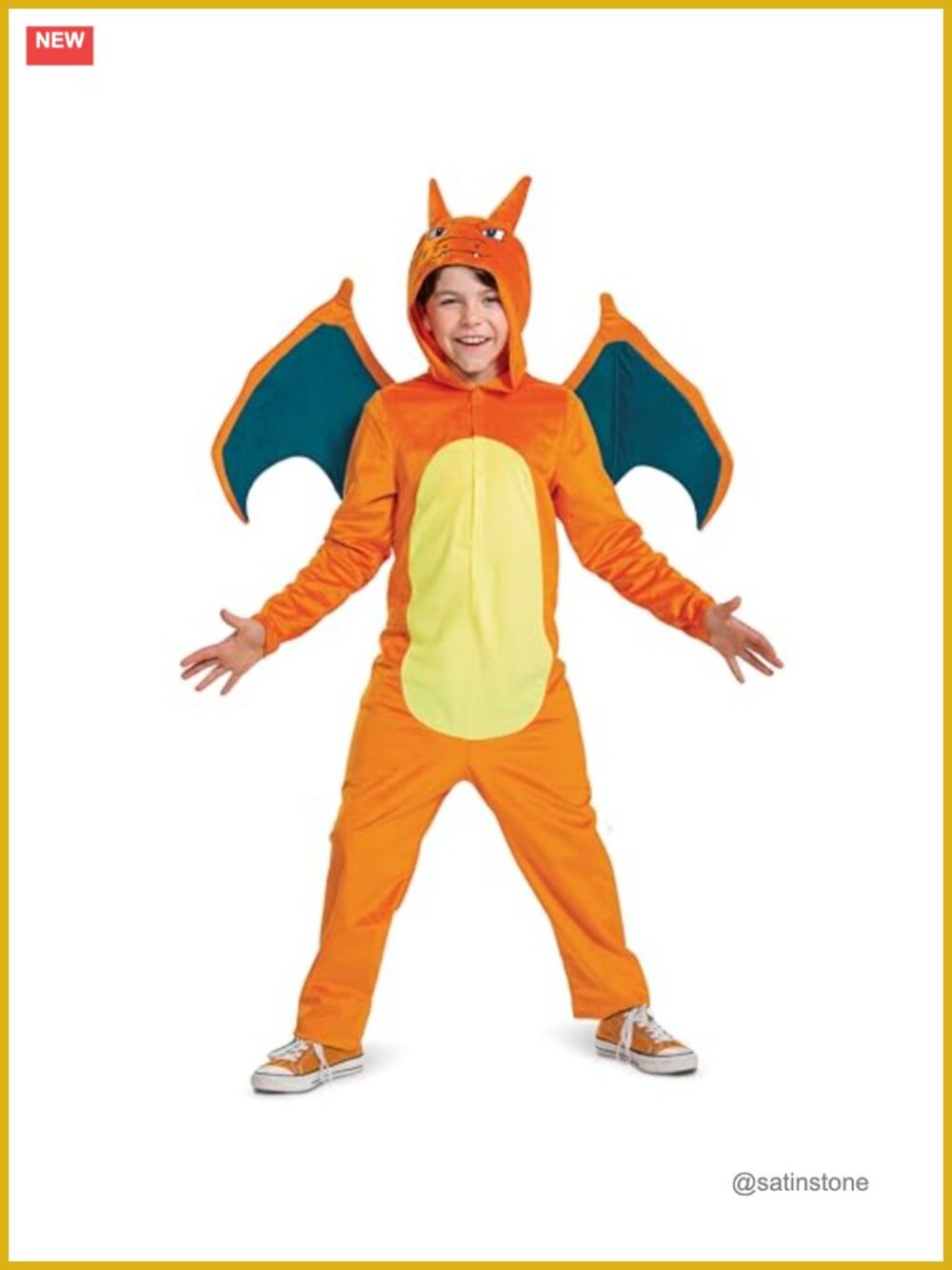 Pokemon Charizard Deluxe Kids Costume Hooded Jumpsuit with Wings Medium 7-8